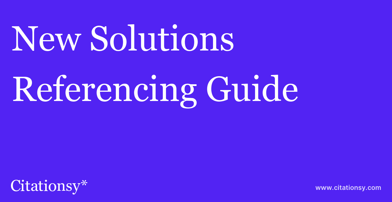 cite New Solutions  — Referencing Guide